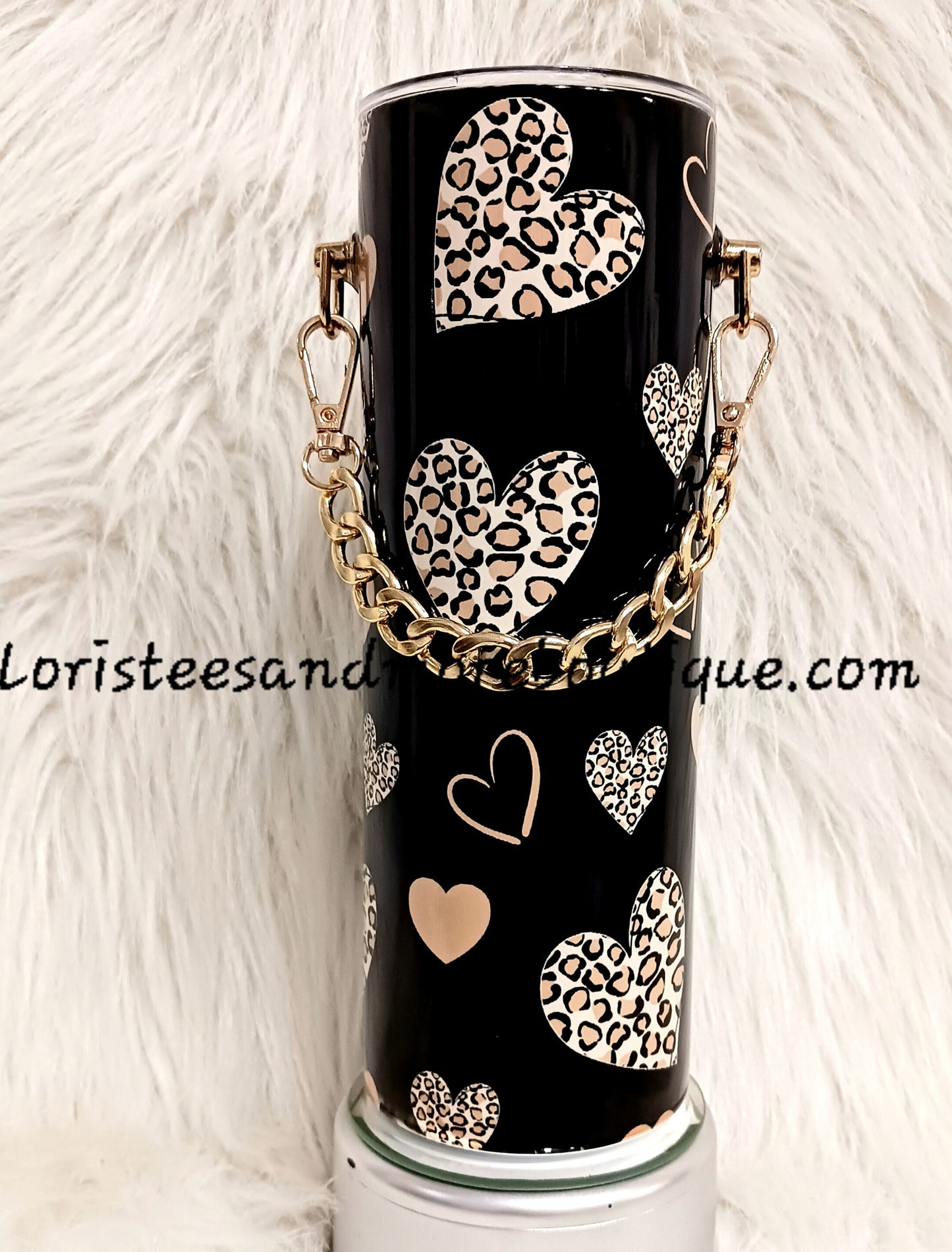 Black Heart Leopard Tumbler