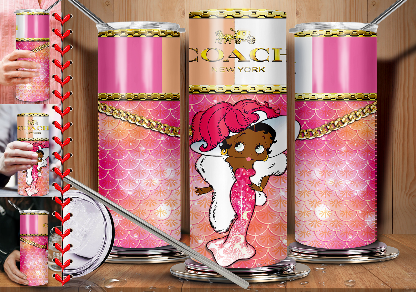 Pink and Peachy Betty Boop Tumbler 20oz