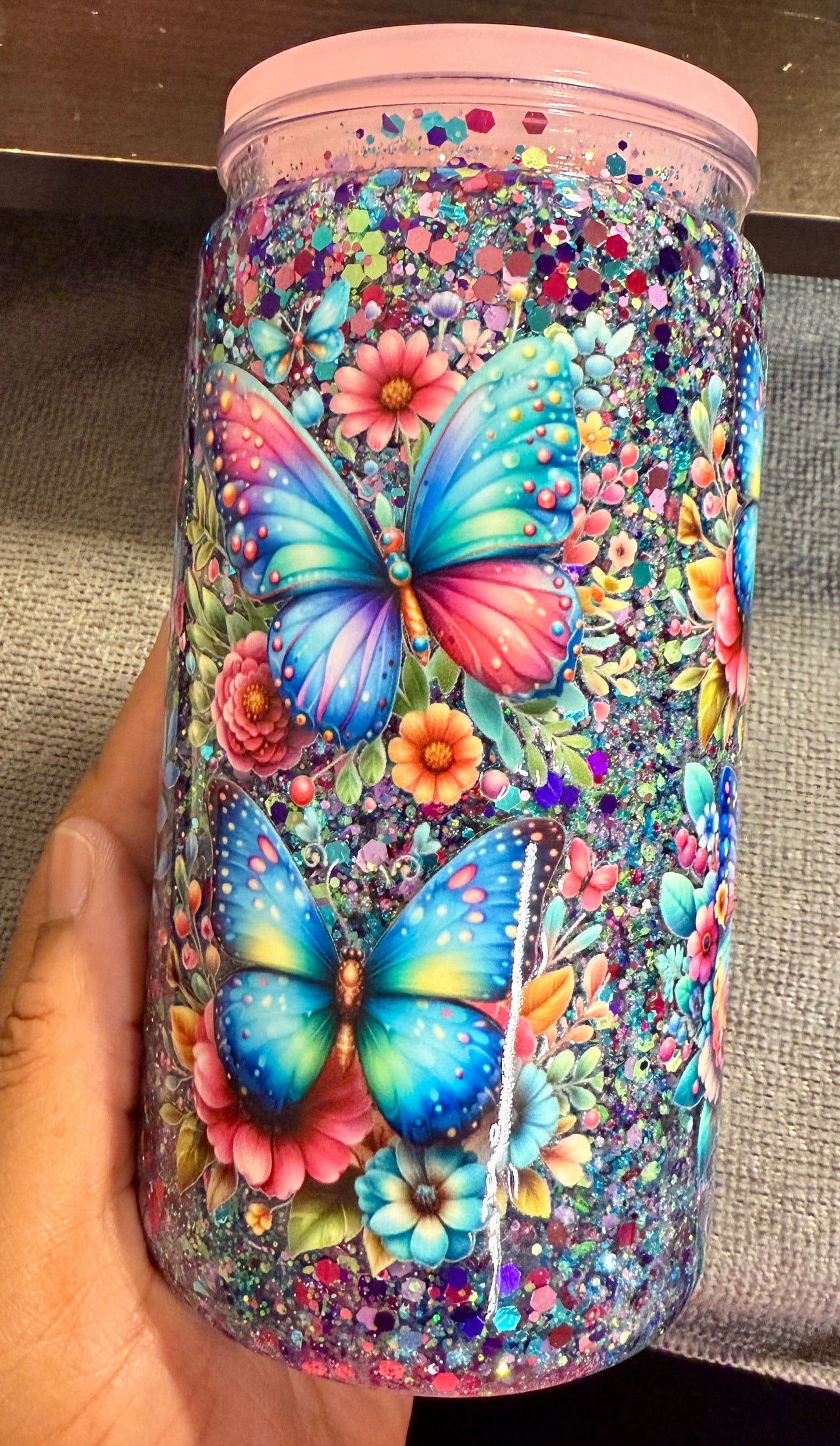 16oz Butterfly Snow Globe Cup