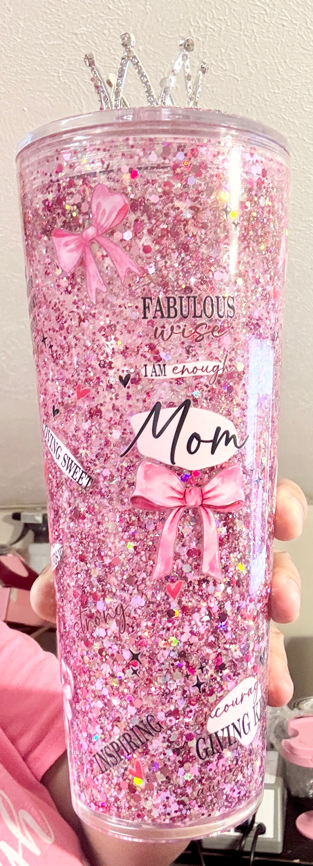 Mom Pink Snow Globe 24oz