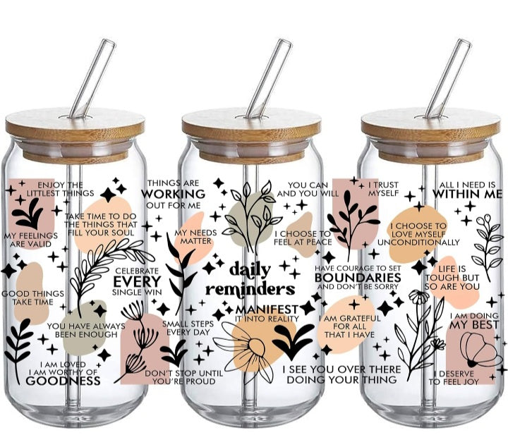 Daily Reminder Glass Tumbler